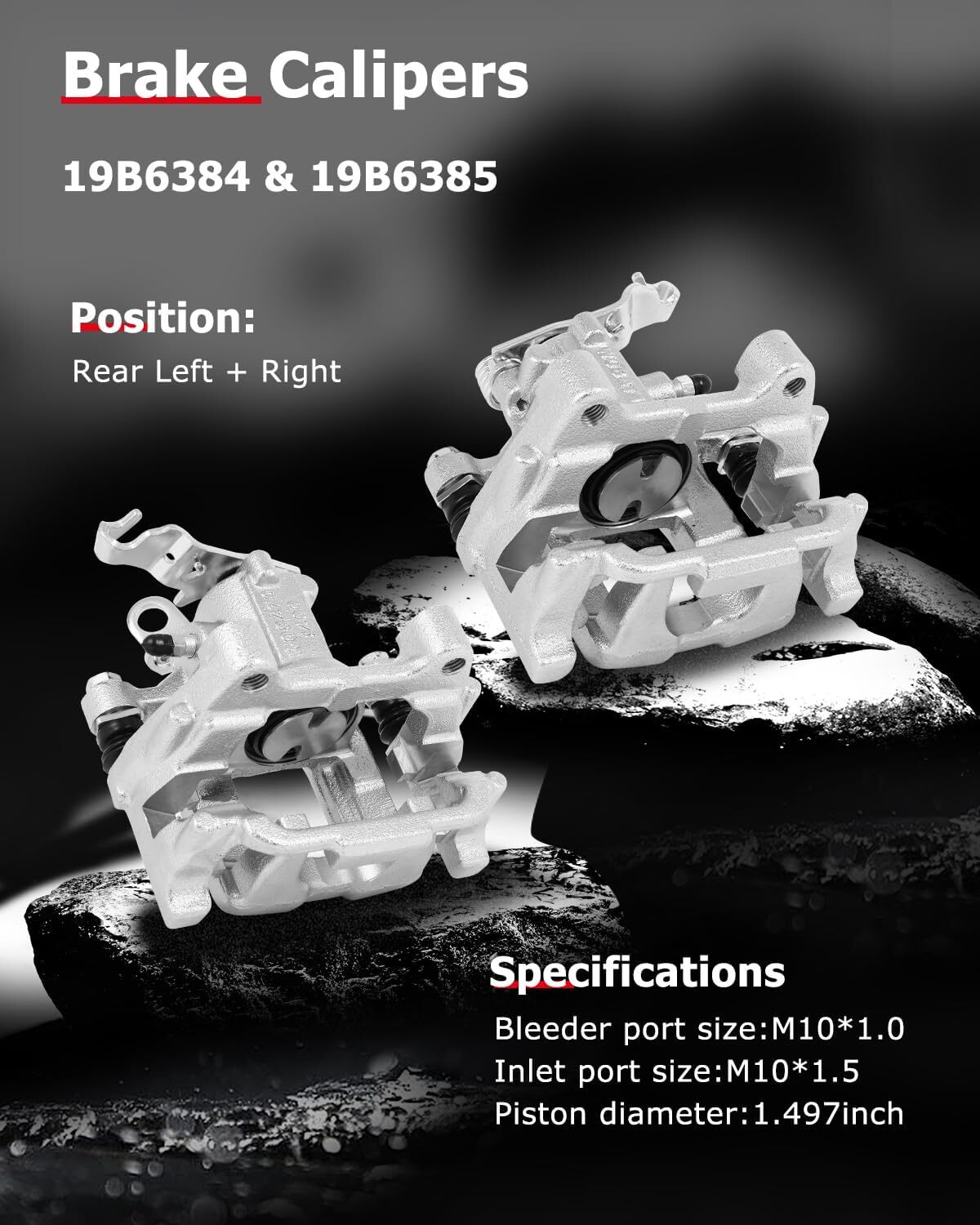 cciyu 19B6384 19B6385 Rear Left & Right Disc Brake Calipers with Bracket For