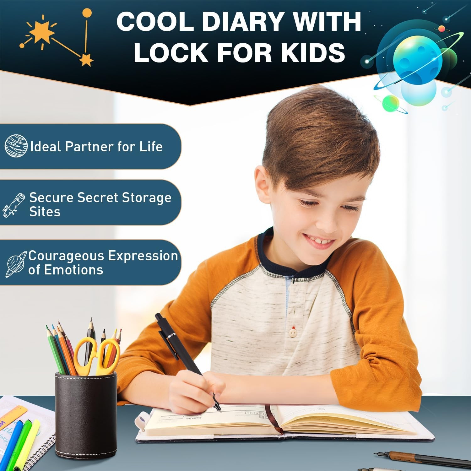 Diary with Lock for Boys Ages 8-12, A5 Journal with Lock 192 Pages-Adventure …