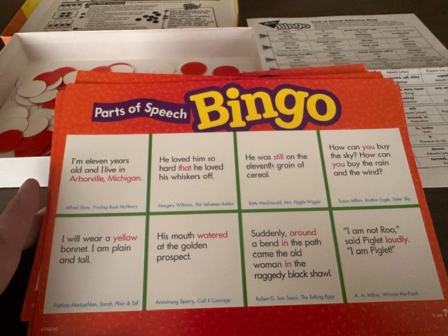 Bingo Parts of Speech game Trend Enterprises Inc Ages 8+