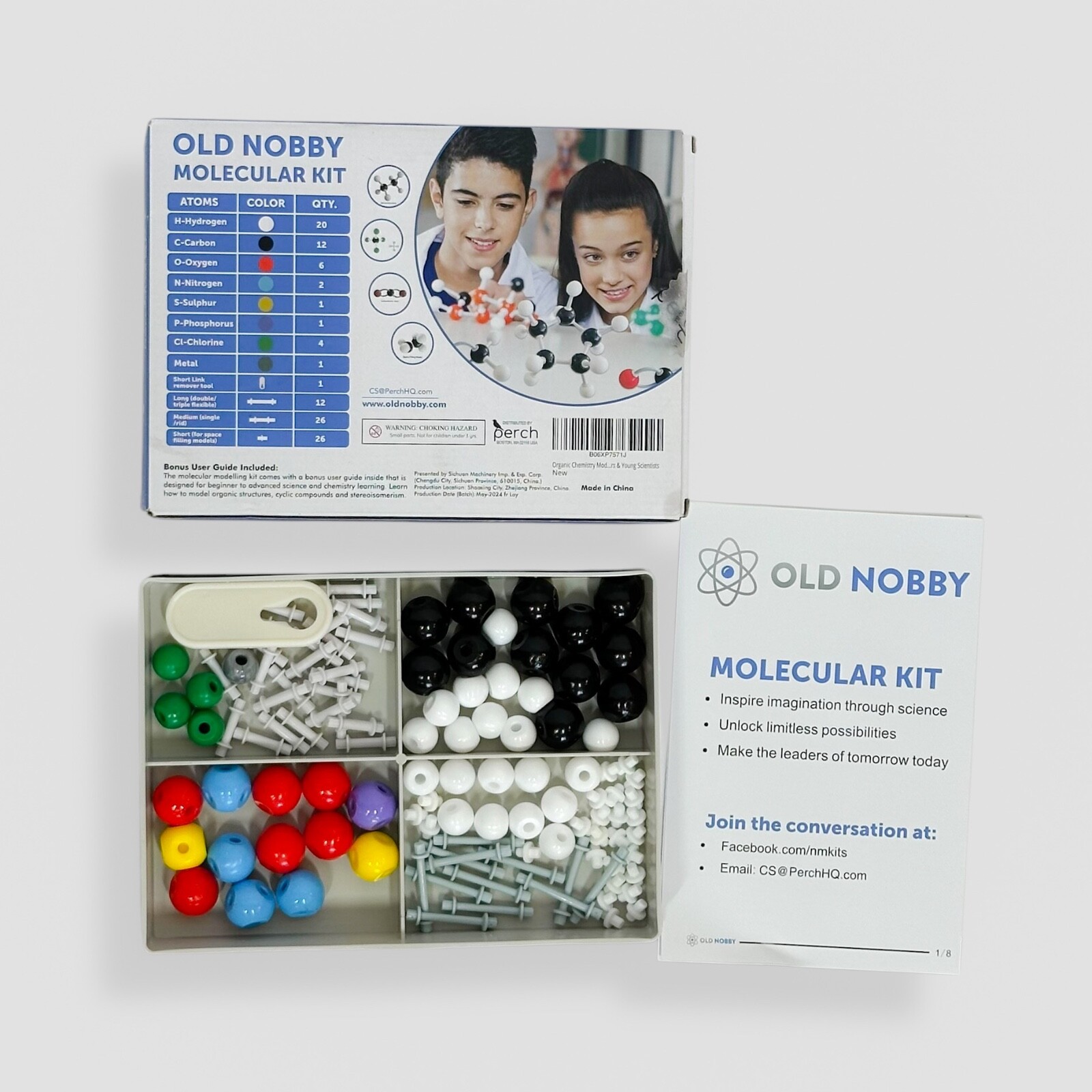 Old Nobby Organic Chemistry Molecular Model Kit 115 Pieces Homeschool Science