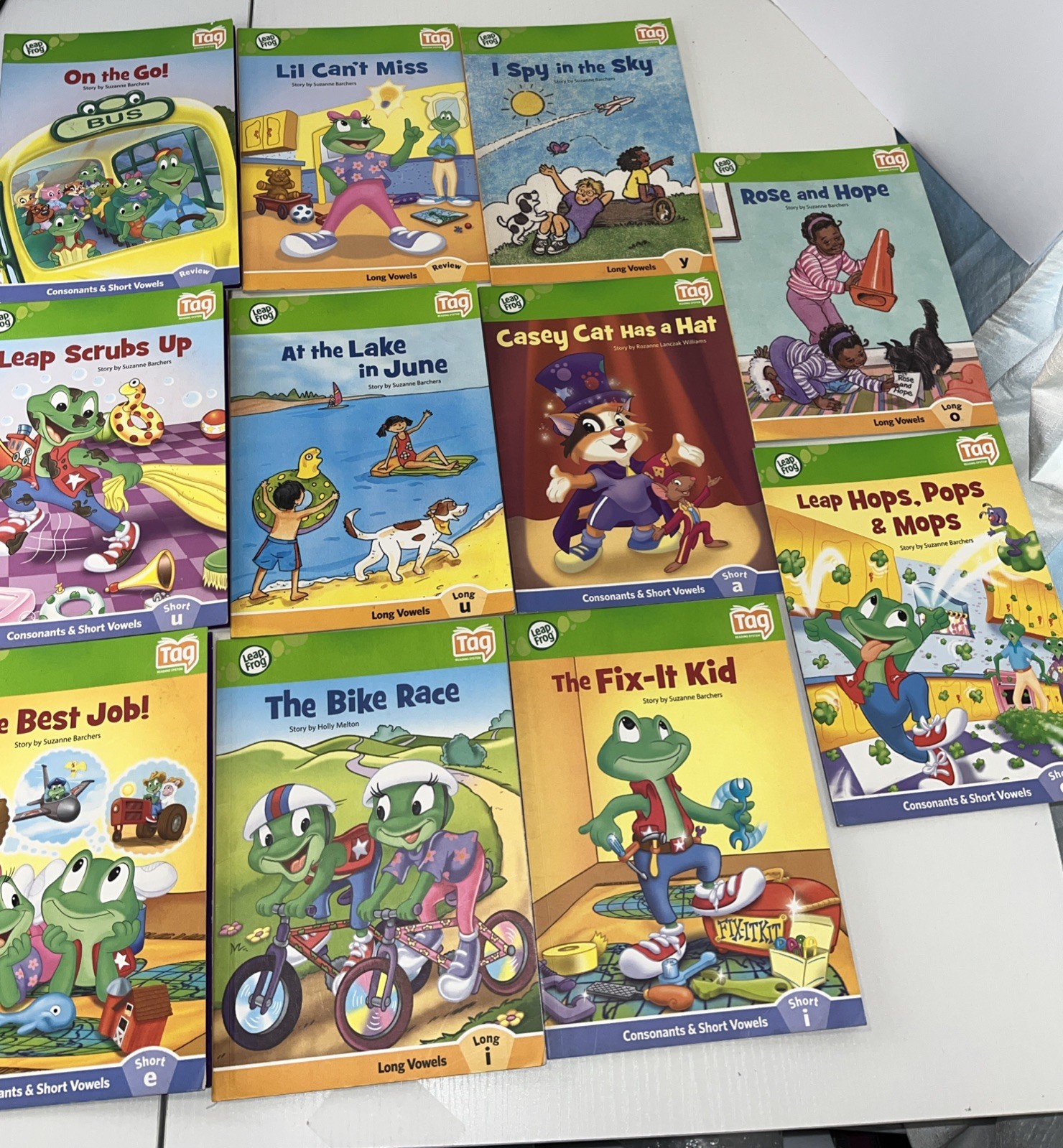 Leap Frog TAG Books (x13 Set Lot) Vowel Sounds Disney Pixar Cars HB Book READ