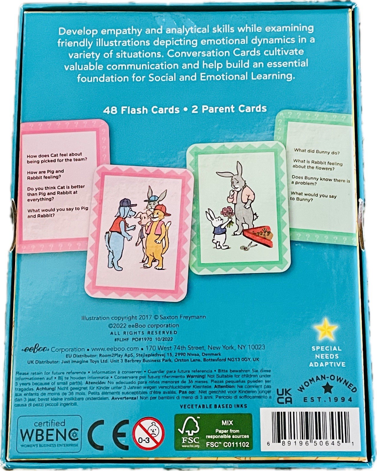 Eeboo Converstion Cards Lot of 4- Social & Emotional Skills, Inference, & Logic