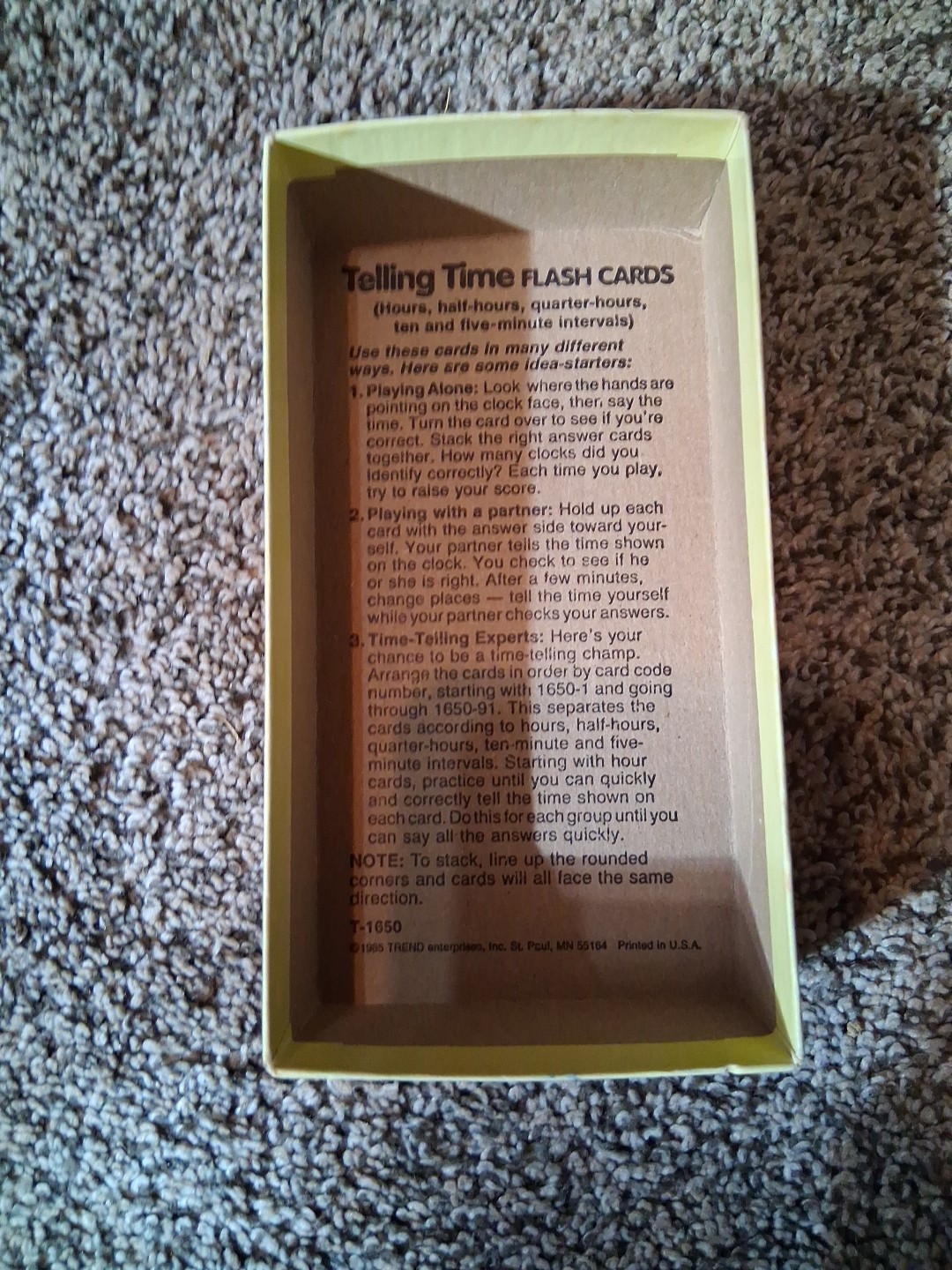 Vintage Telling Time Flash Cards by Trend Enterprises 1985