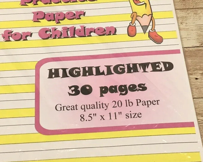 Highlighted – Handwriting Practice Paper For Children – 30 Sheets