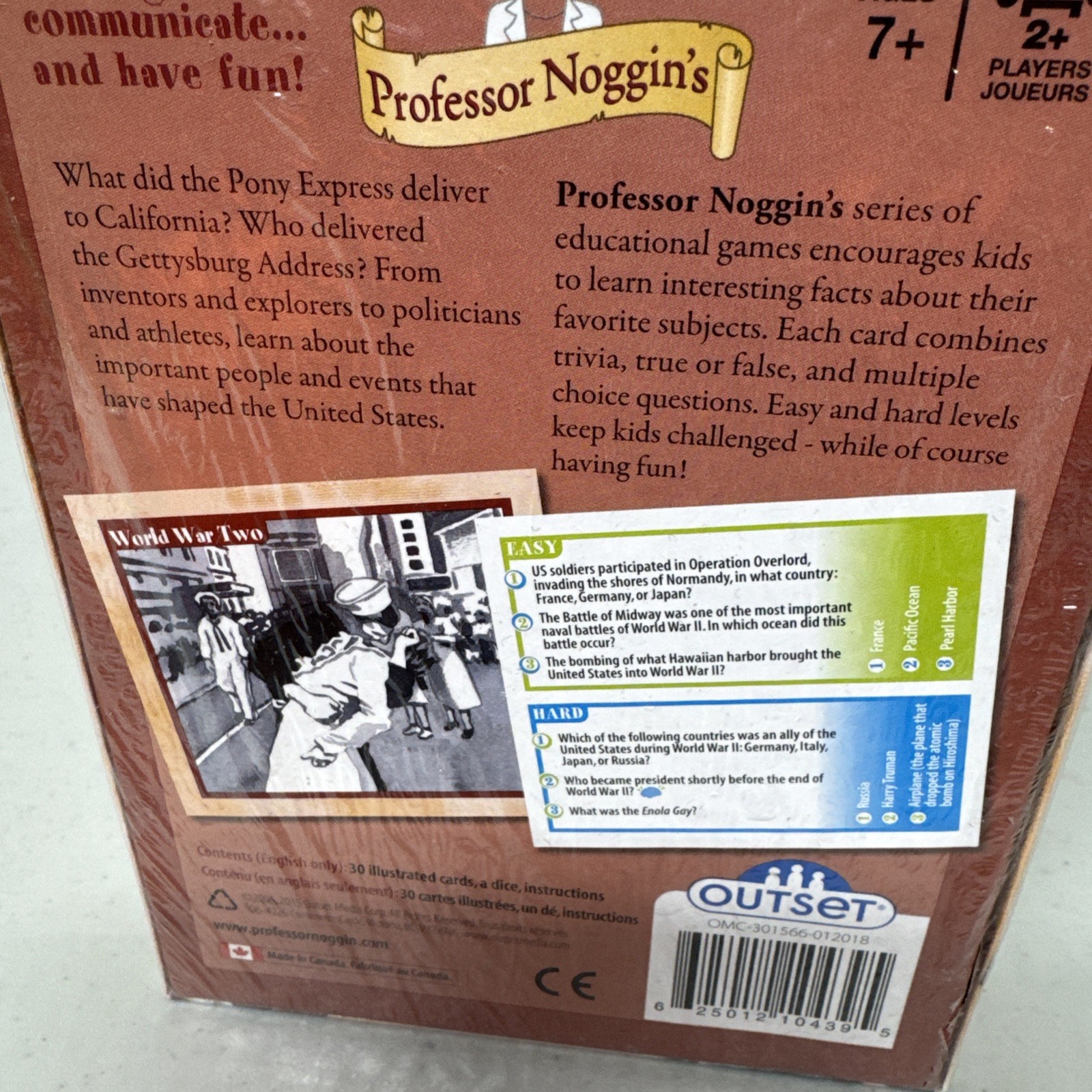 Professor Noggin History of the United States Card Game Outset Media NEW U5