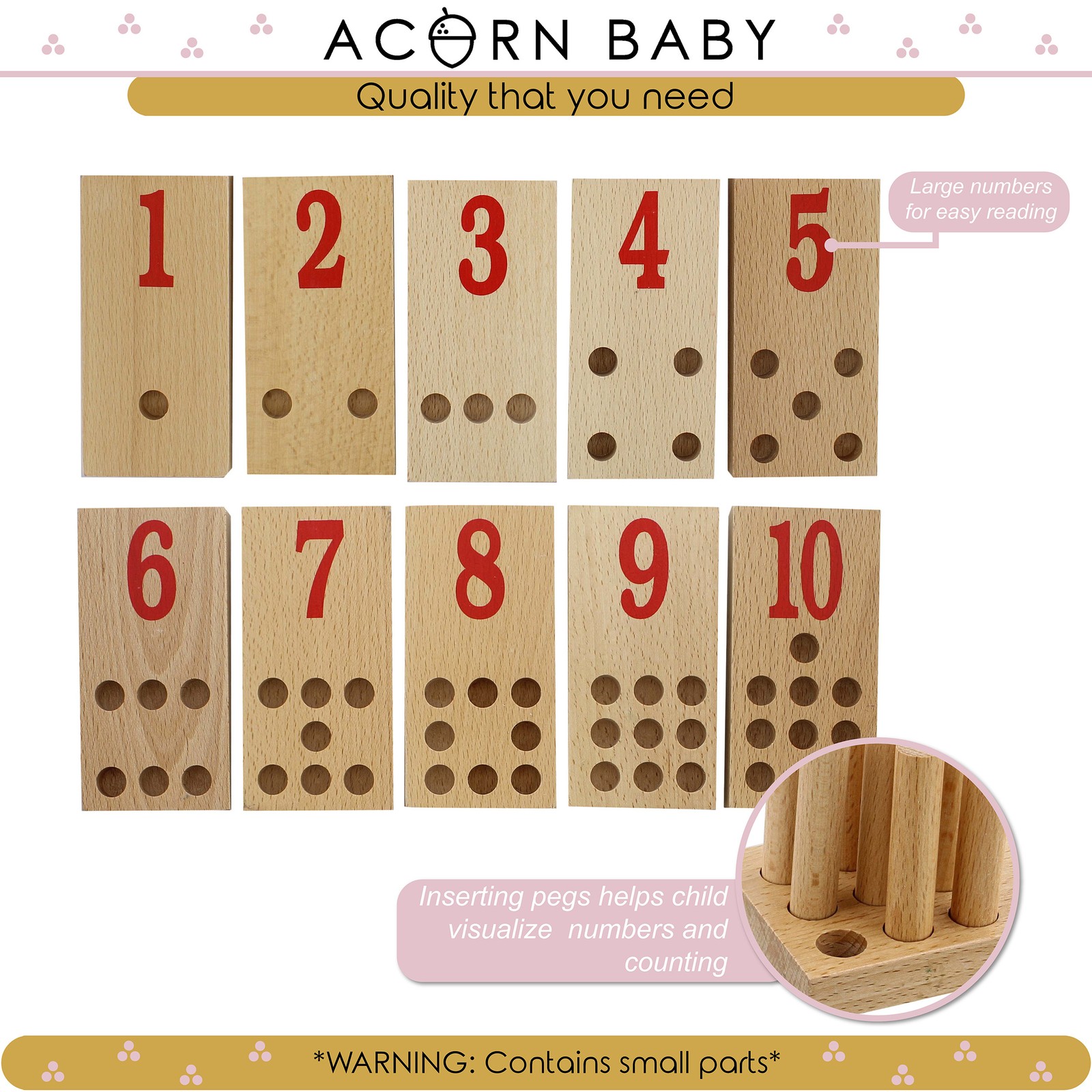 Acorn Baby Wooden Puzzle Box Set – Interactive Wooden Brain Teaser Peg Toy Box