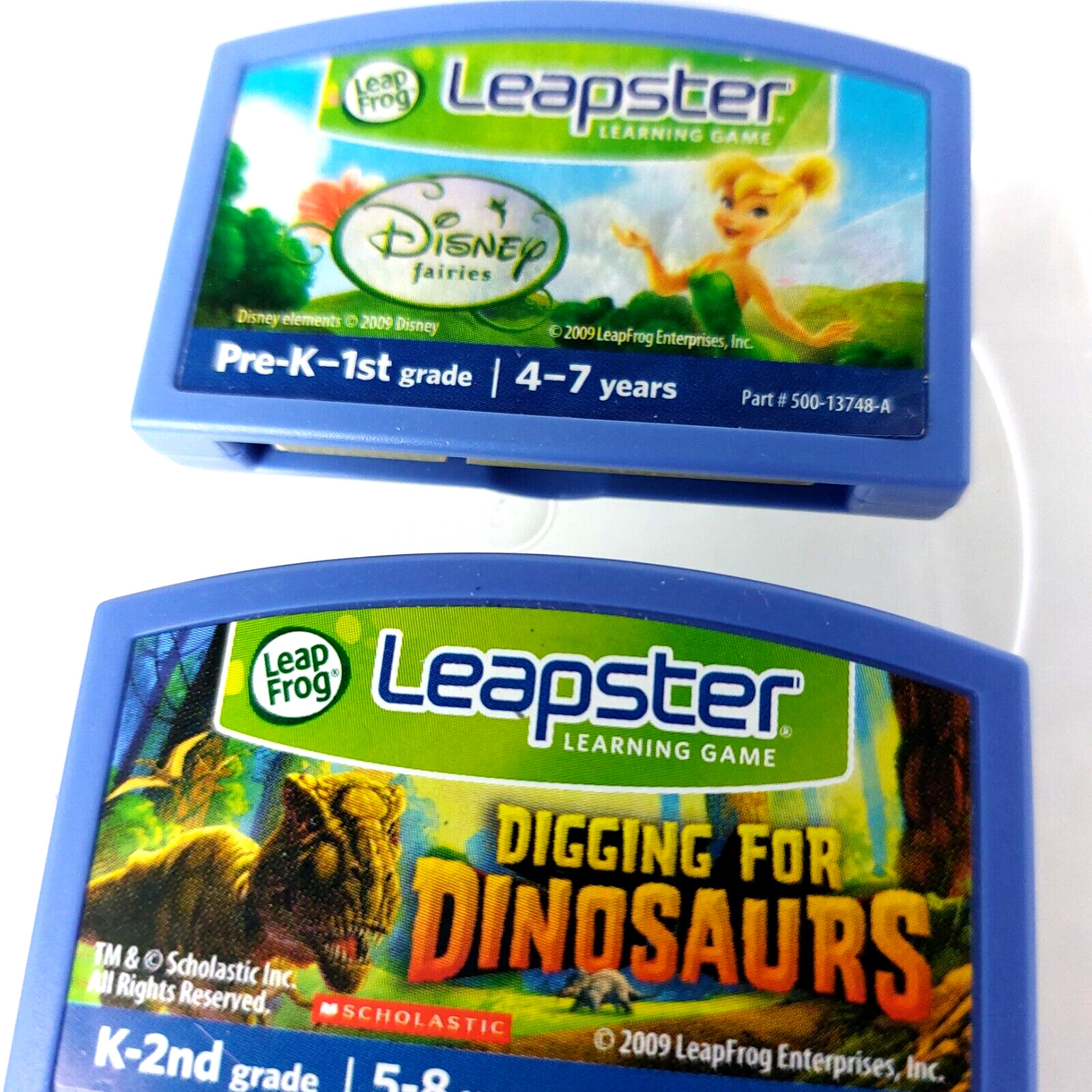 Leap Frog Leapster Learning Game Disney Fairies & Digging for Dinosaurs Lot of 2