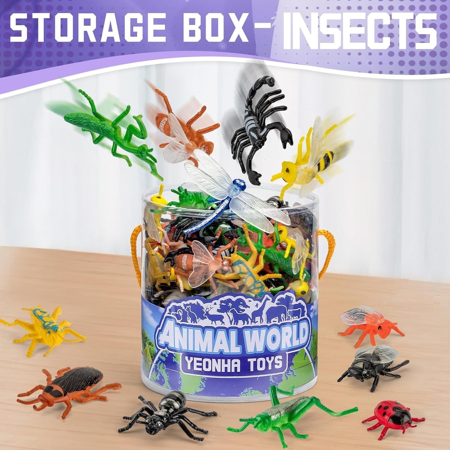 60 Piece Mini Insect Toys with Gift Box, Plastic Bug Figure for Kids, Fake Bug