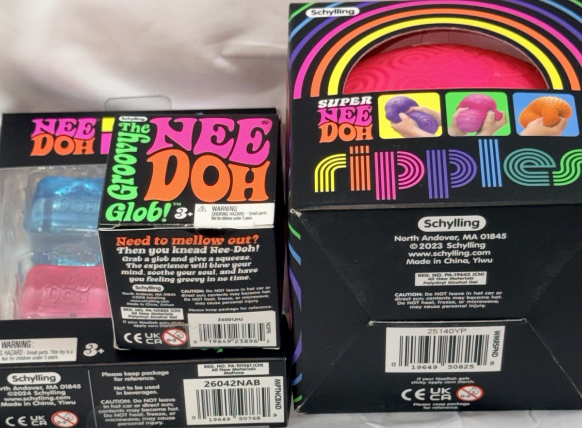 Schylling NeeDoh Super Ripples Pink Groovy Glob 4 Pack Nice Ice Baby Lot Of 3
