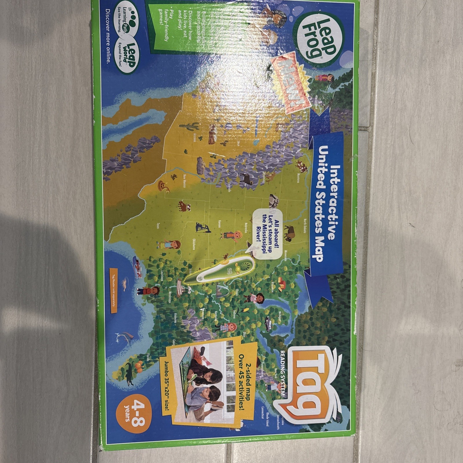 Leap Frog Tag Reading System Interactive USA United States Double Sided Map