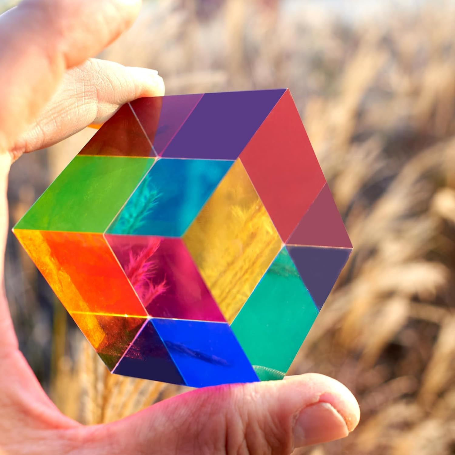 CMY Color Cube, 2.0 Inch Acrylic Mixing Color Cube Prism for Physics