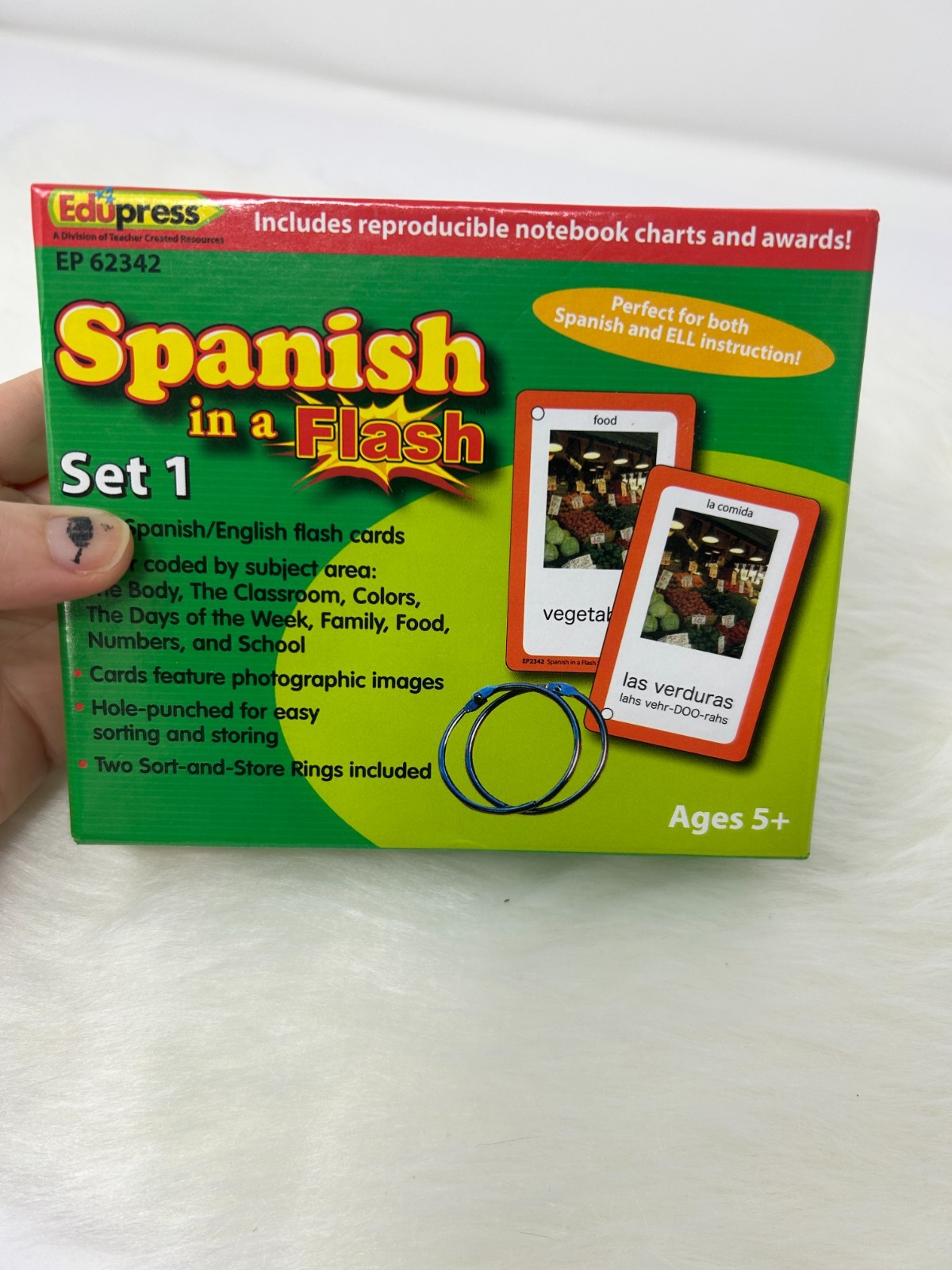 Spanish in a Flash Set 1 Edupress EP 62342 MISSING 2 CARDS