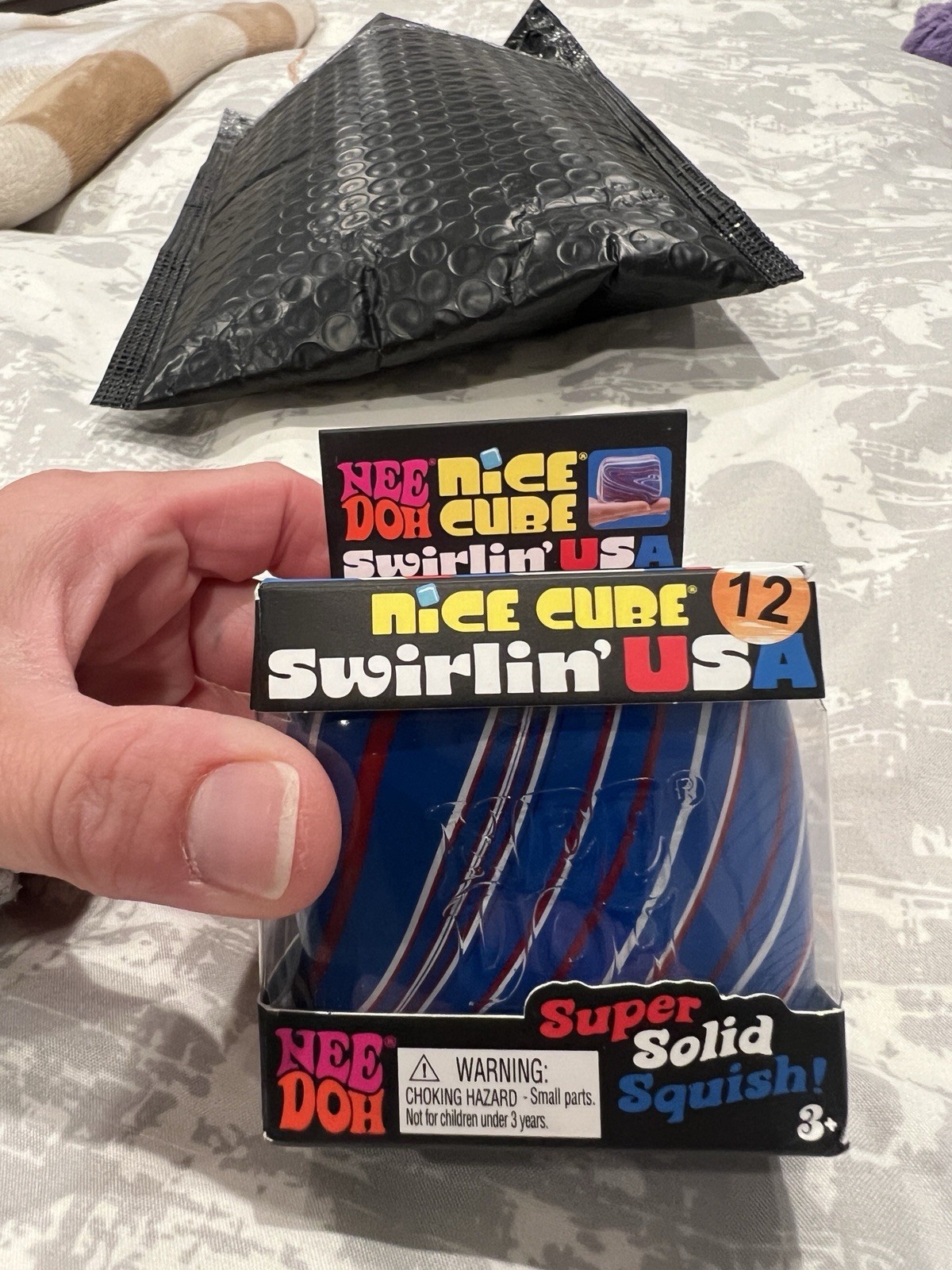 Schylling NeeDoh Nice Cube Swirlin’ USA Super Solid Squish 3+ 25190NAB