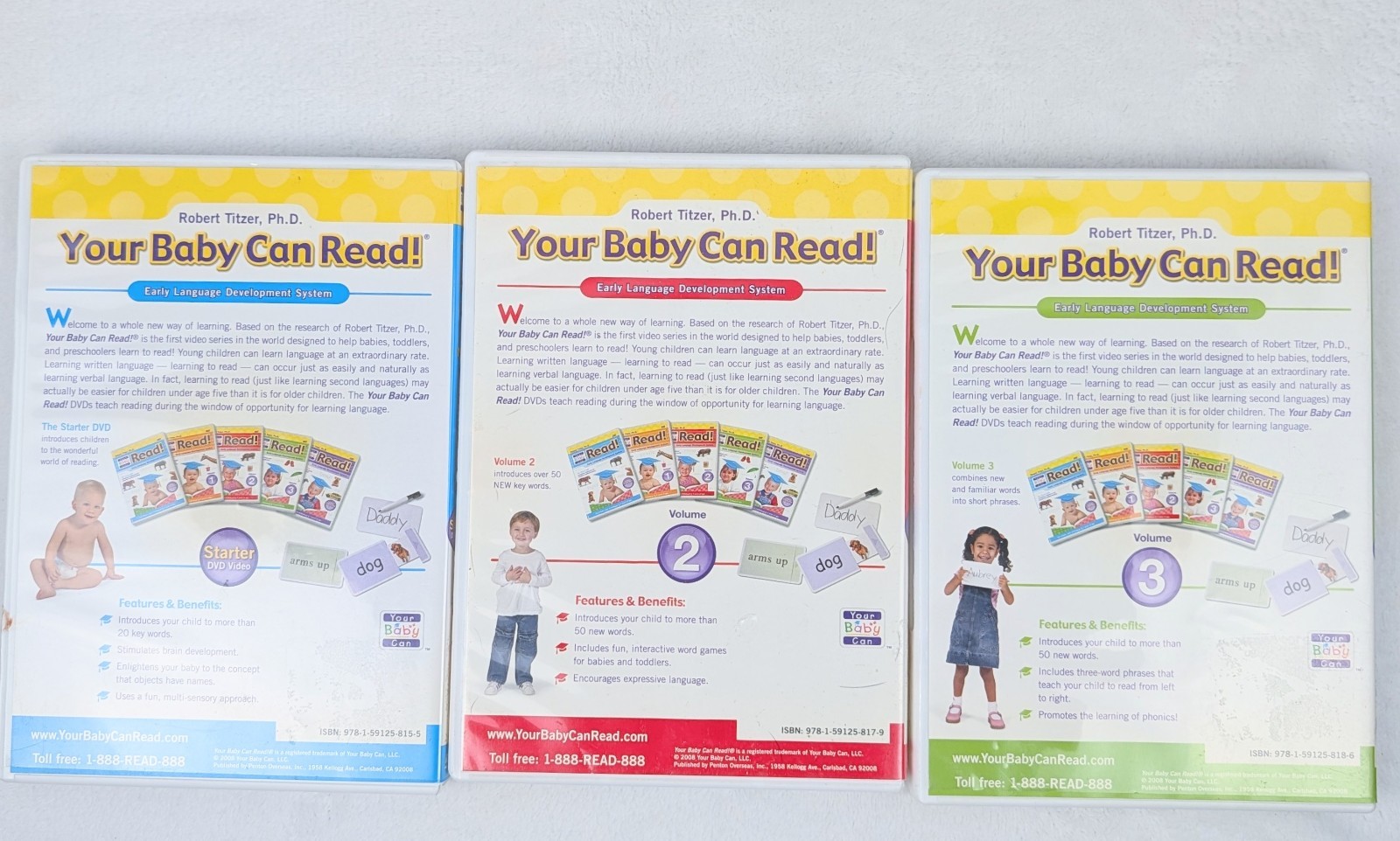 Your Baby Can Read Early Language Development System 1-3 DVD Set Learning Movie