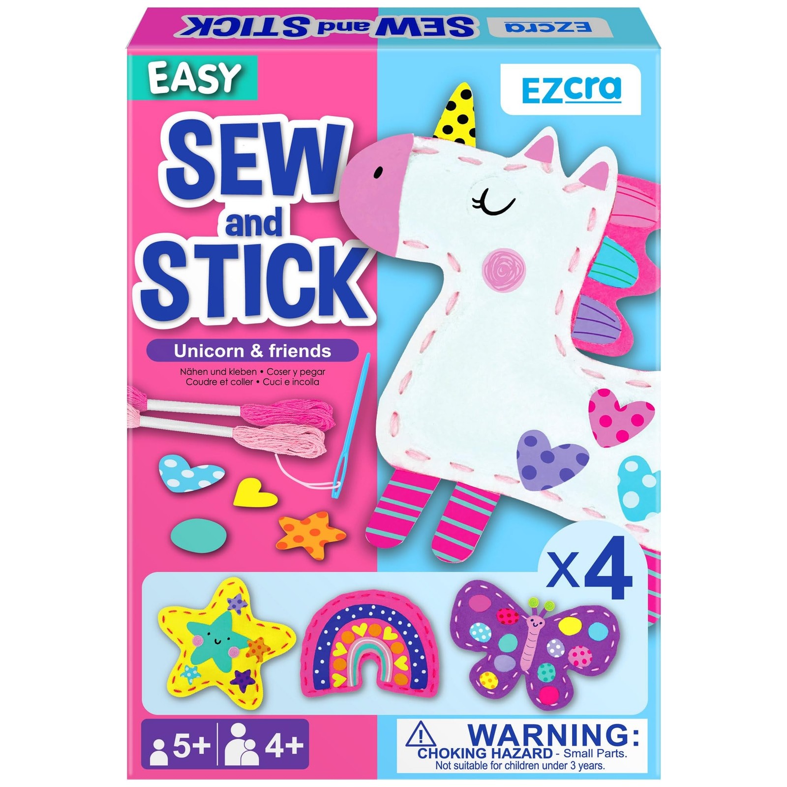 EZCRA Unicorn Sewing Kit for Kids Ages 4-8, 4 Easy Projects, No-Mess Learn-to…