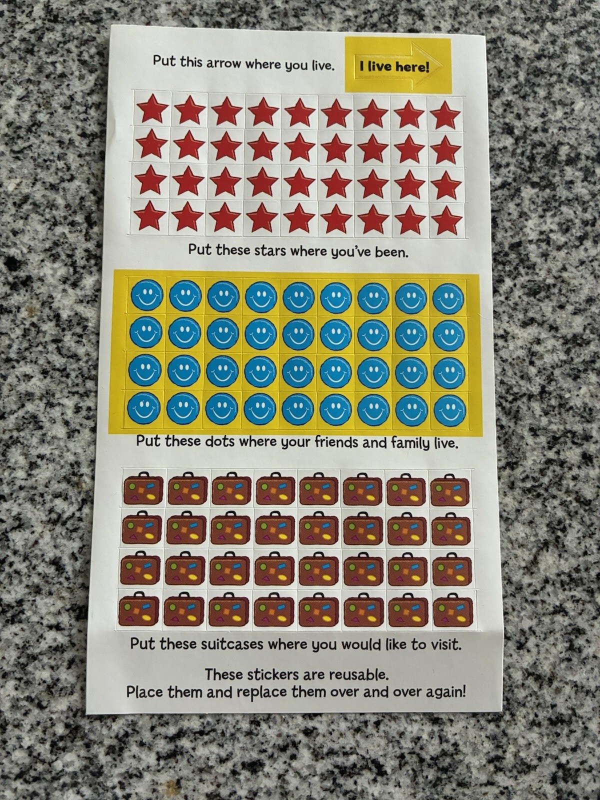USA United States America Memory Game Wall Map Large Puzzel Stickers Storage Tin