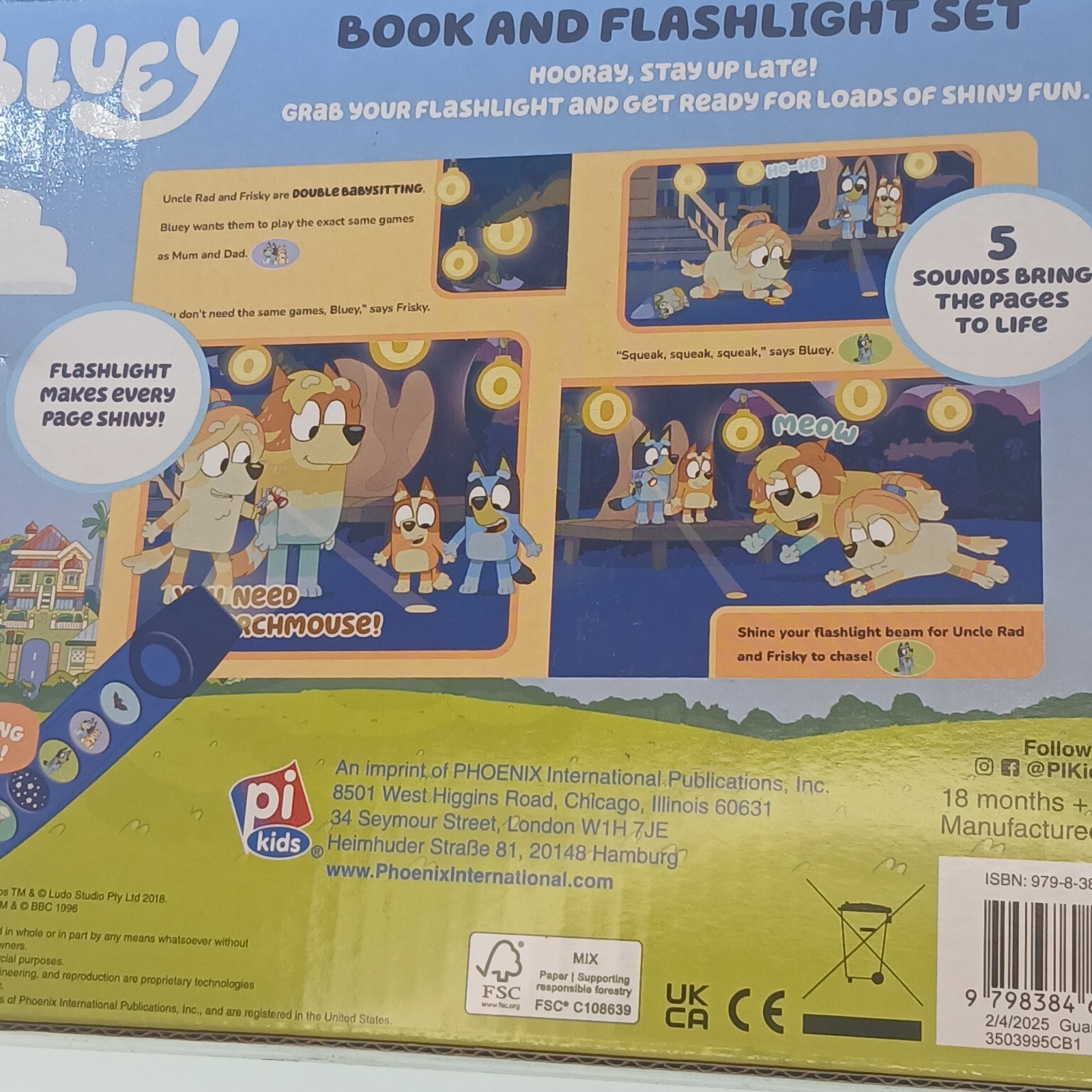 Bluey: Oooh, Shiny! Interactive Book and 5-Sound Flashlight Set (English) NEW