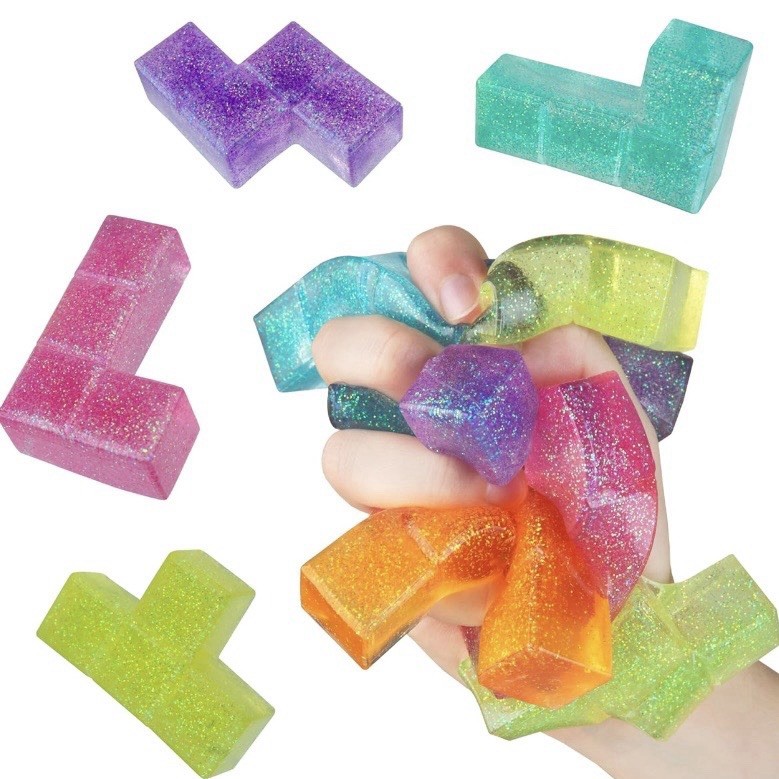VIRAL Squishy ORB Tabalicious JUMBO TETRIS Glitter Squish Bricks TABA Puzzle