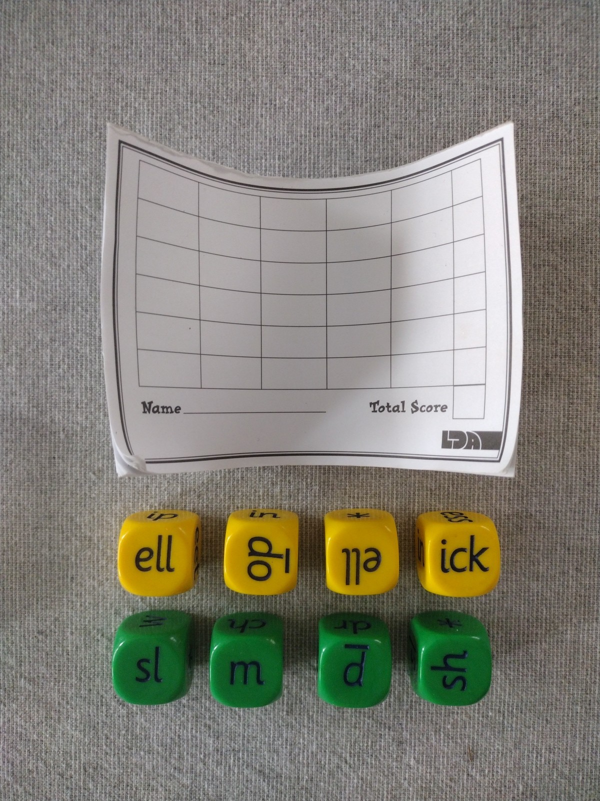LDA Onset and Rime Word Spelling Phonics Dice Game Homeschool Teach School Game