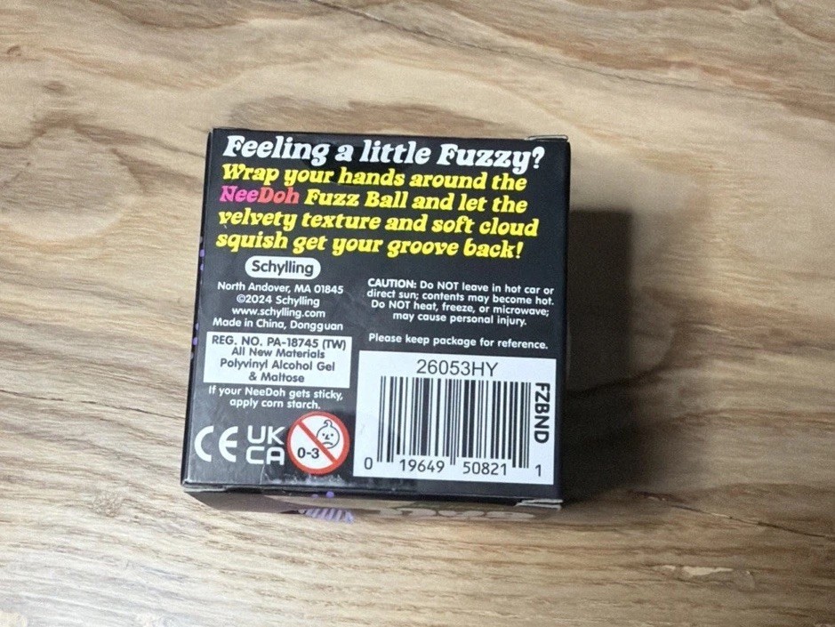 Needoh FUZZ BALL The Velvet Squeeze Ball NEEDOH Purple Authentic Sealed New!!