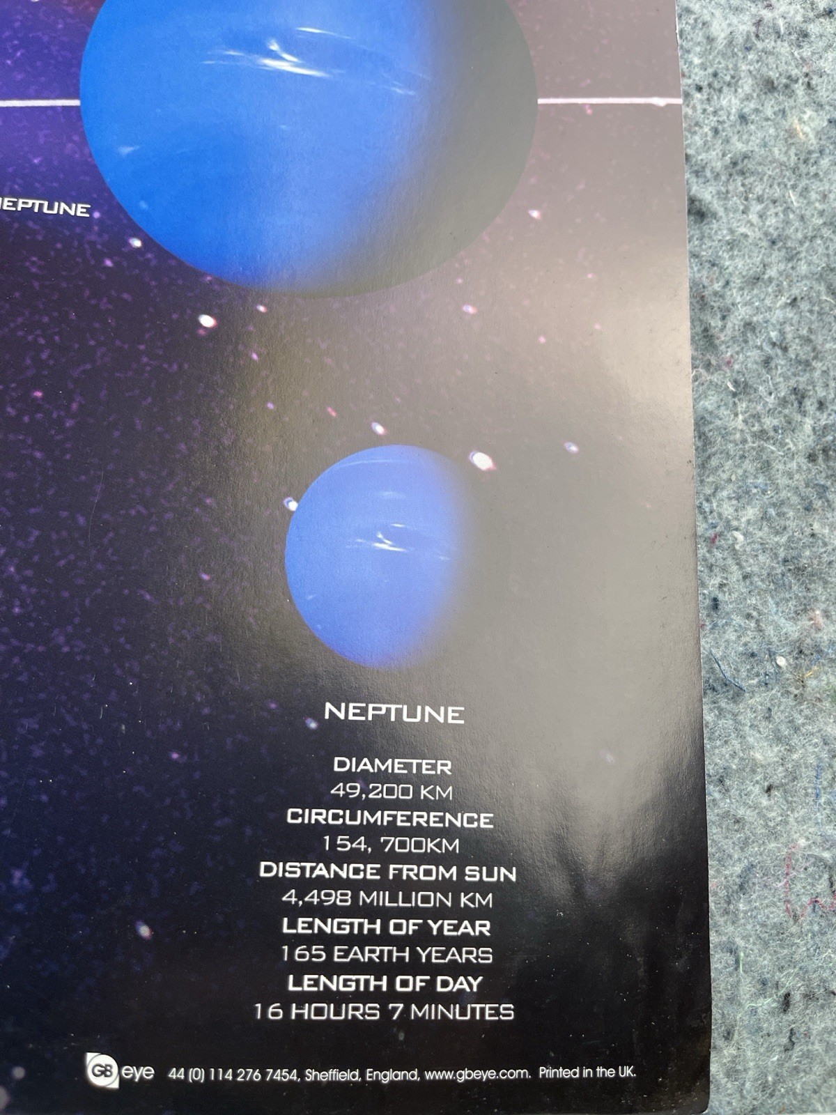 Solar System Educational Poster 24×36 Planets Space Science Wall Chart Ship Free