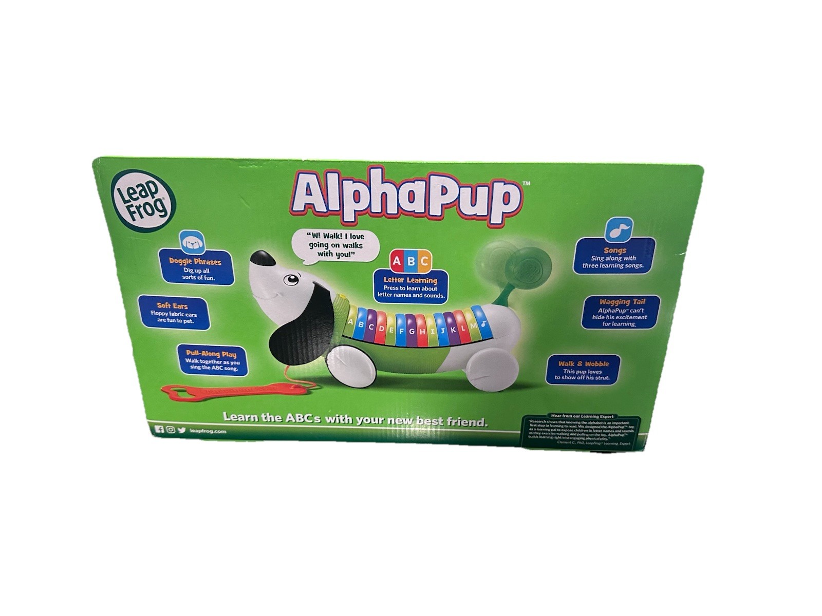 Leap Frog Pull-Along AlphaPup Dachshund 12+M Brand New Free Ship