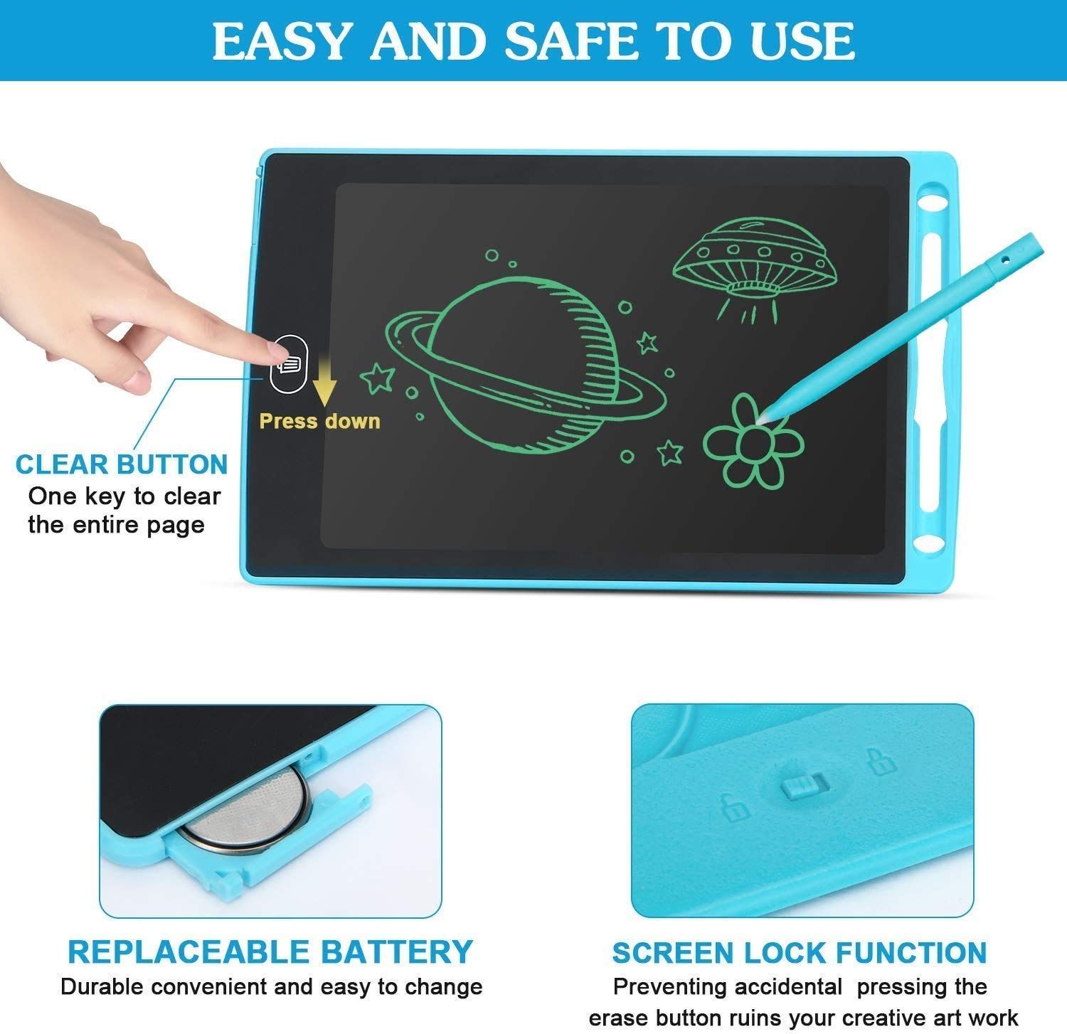 10′ inch LCD Writing Tablet Toddler Educational Toy Reusable Portable Tablet