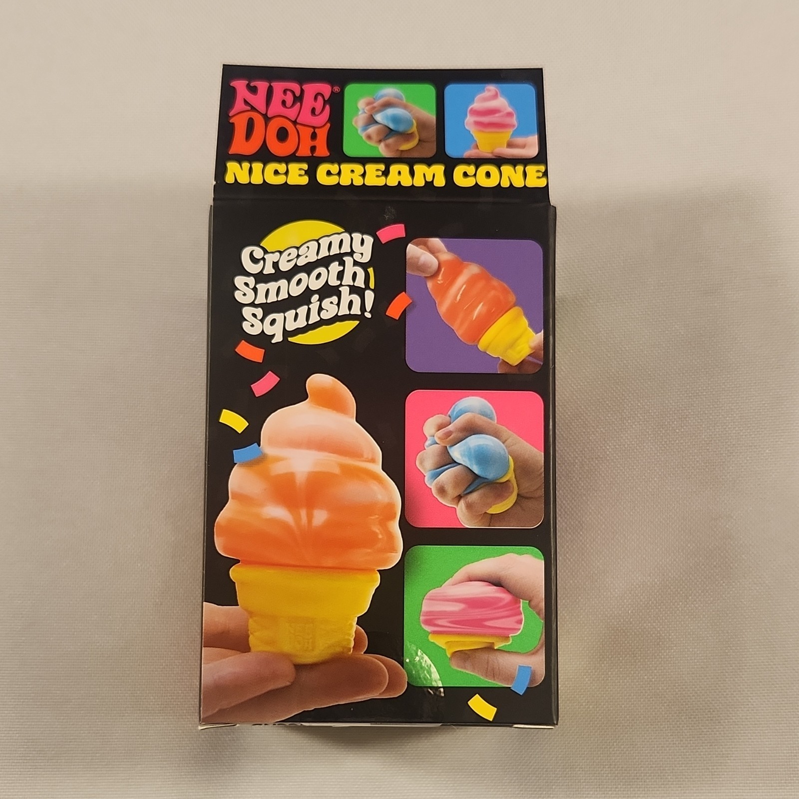Schylling NeeDoh NIB Nice Cream Cone Squeeze Toy Pink Yellow White 26028NAB