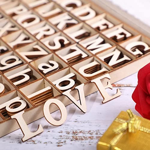 248 Pcs Unfinished Wood Alphabet Letters & Numbers for Crafts, Storage Tray, Edu