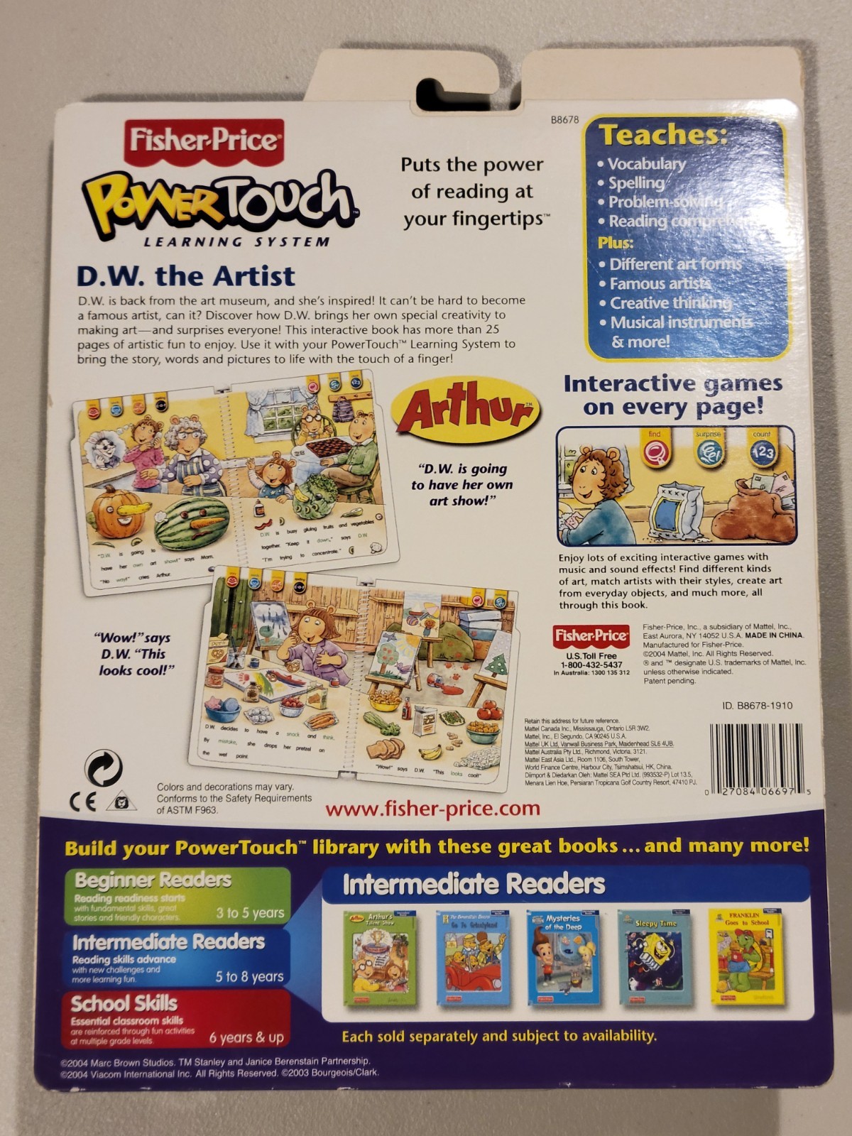 Lot of (2) Arthur & Dinosaurs Fisher Price Power Touch Books – 5-8 Science – NEW