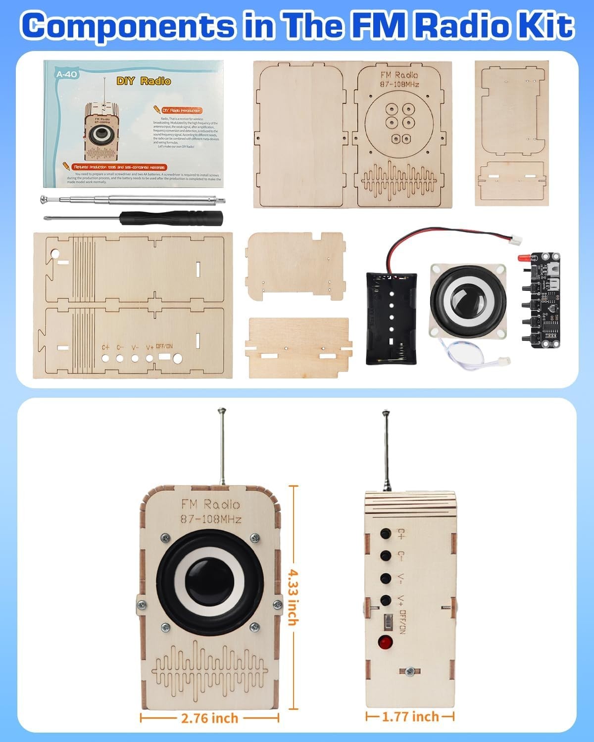 DIY FM Radio Kit for Kids 6-14 Electronics, Science & Circuit Project Nice Gift