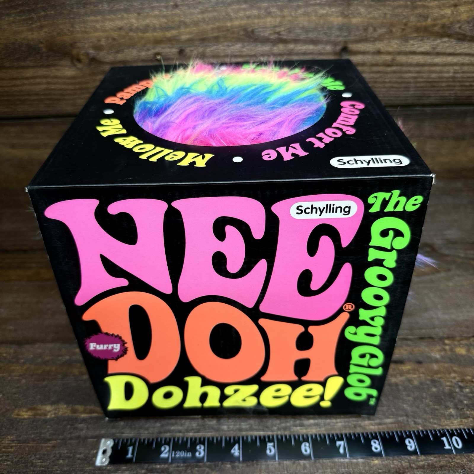 NEW Rare Needoh Dohzee Groovy Glob 7.5″ Furry Ball Pillow Rainbow Plush IN BOX