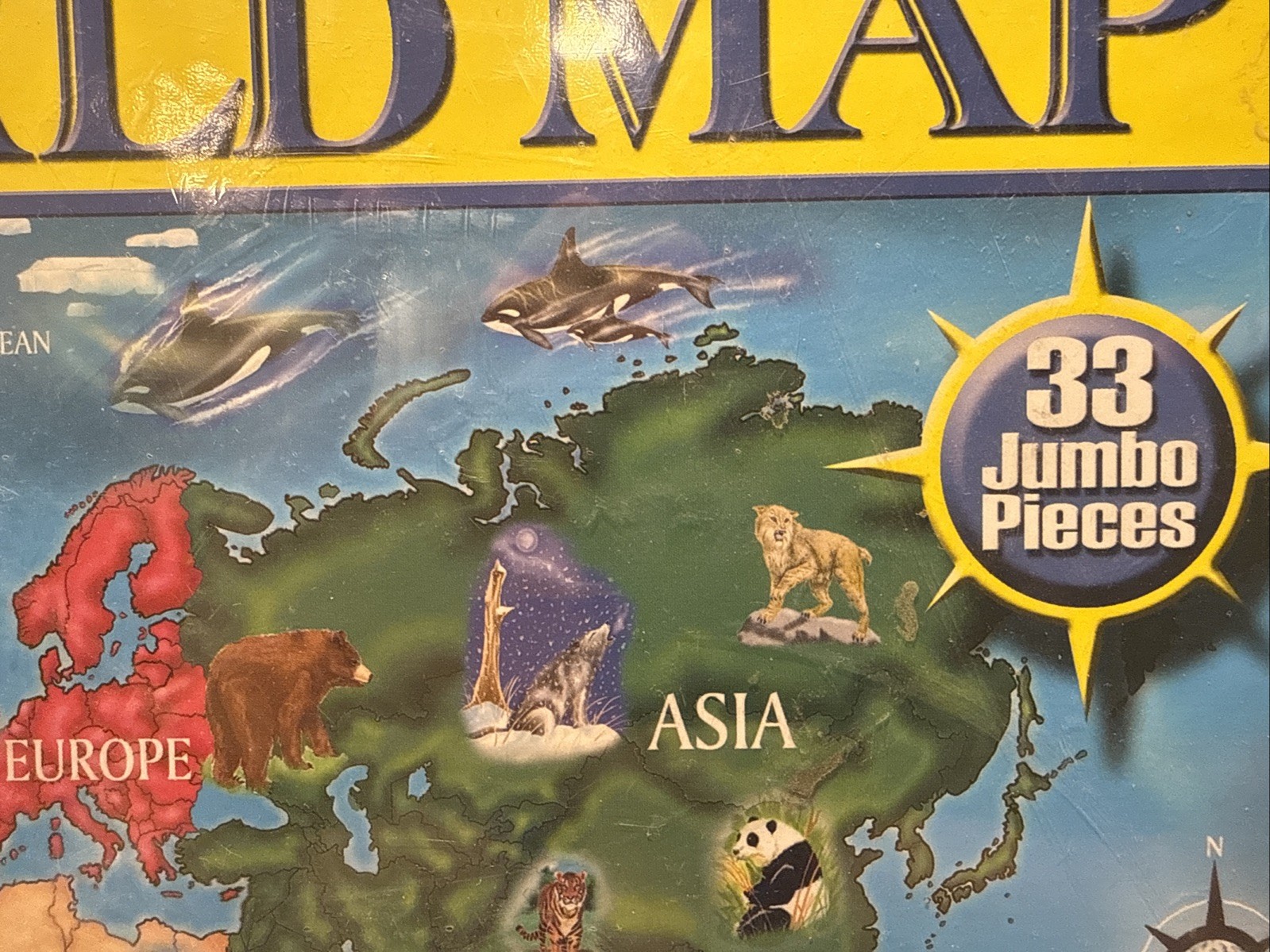 Melissa & Doug World Map #446 33 Jumbo Pcs Jigsaw Floor Puzzle Kids Ages 6+ NEW