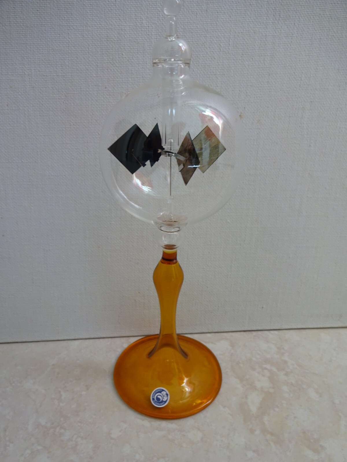 SOLAR RADIOMETER, CROOKES, LIGHTMILL – Clear Globe, Cognac Yellow stem – SMALL