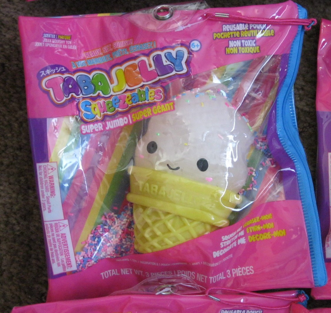 6 Taba Squishy Jelly Squeezeables Super Jumbo Kitty Ice Cream Waffle Cookie +