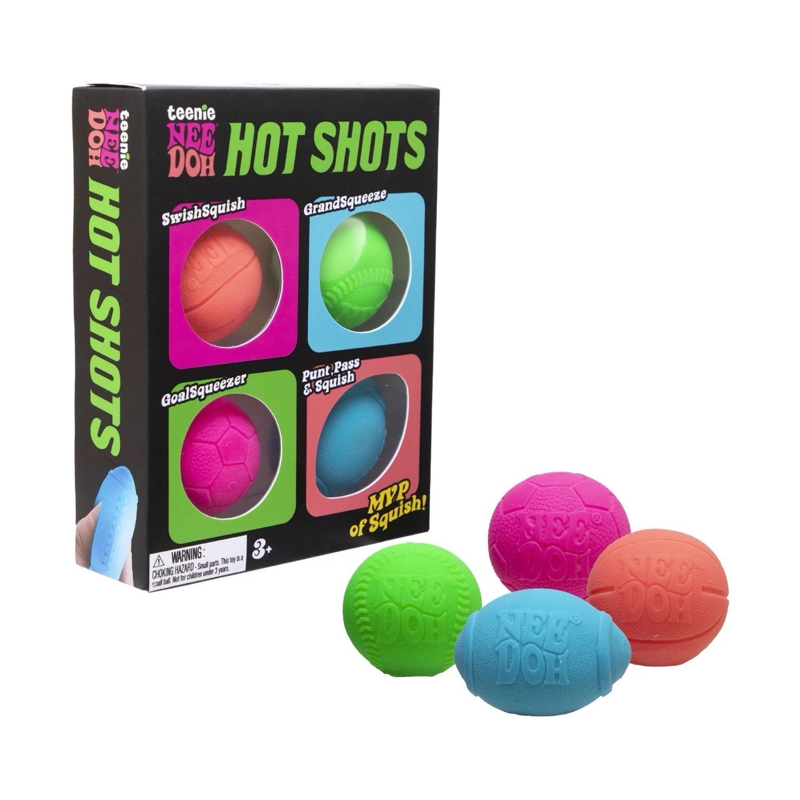 Nee Doh Teenie Hot Shots Squeeze Sensory Toy Set 4 Pack Multicolor Ages 3+