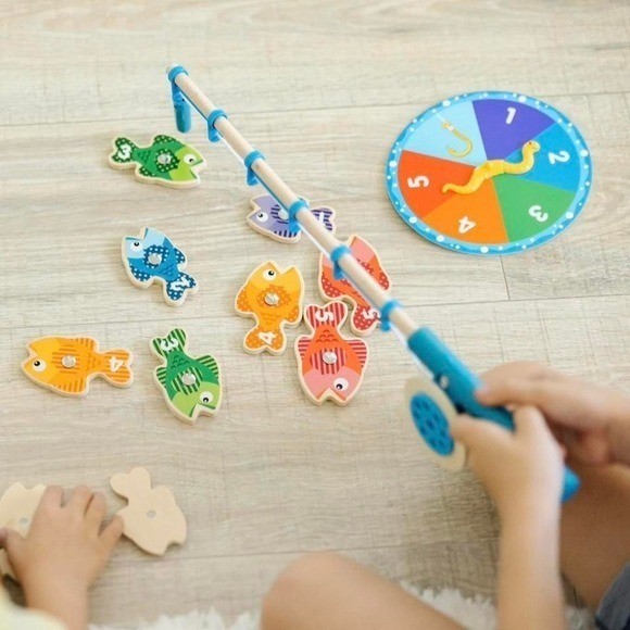 Melissa & Doug Catch & Count Wooden Fishing Game with 2 Magnetic Toy Rods