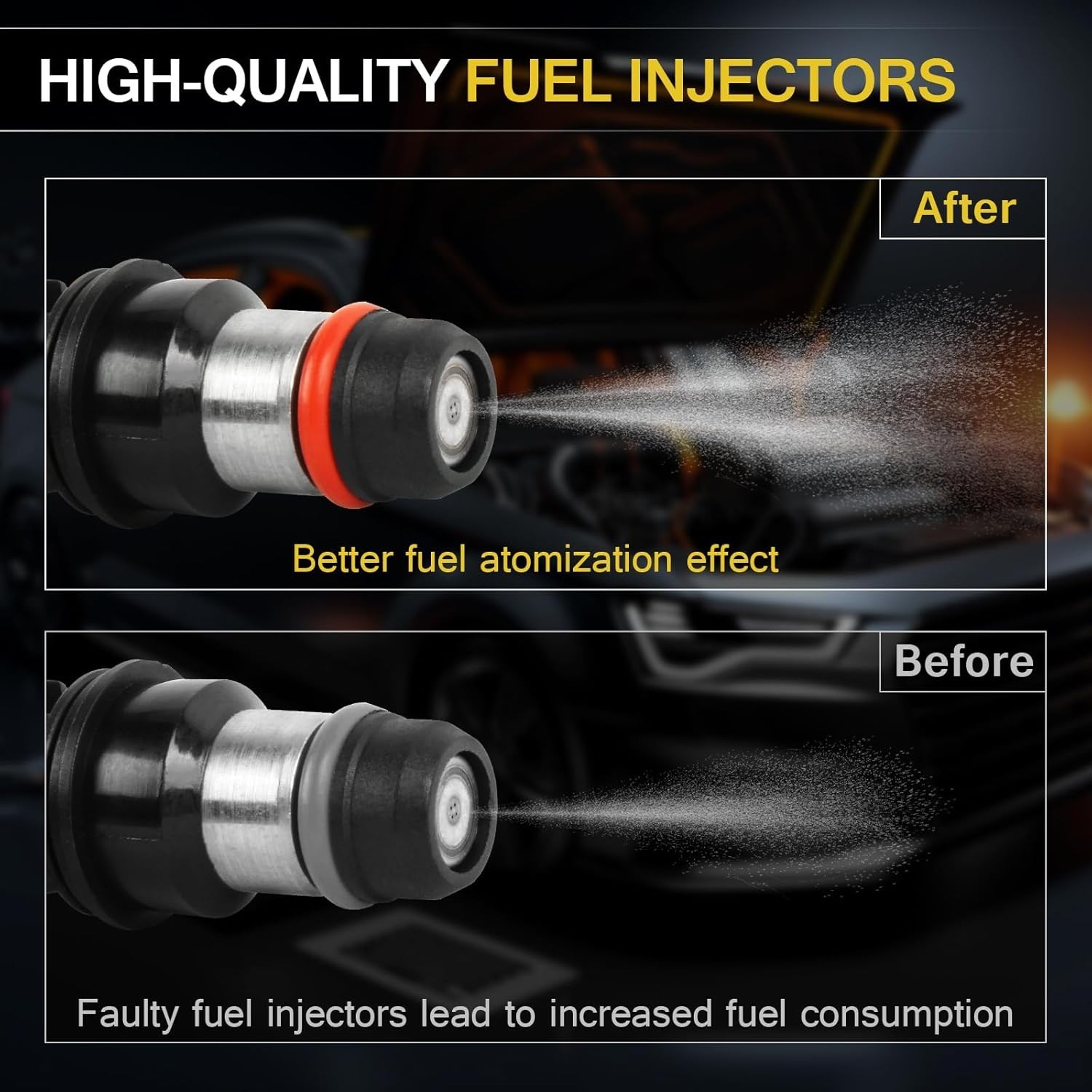 4.8 5.3 6.0 Fuel Injector 4 Holes 8Pcs, Compatible with 1999-2006 Chevrolet Silv