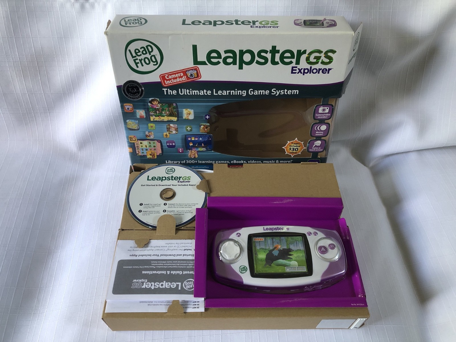 NEW (open box) LEAPFROG LEAPSTER GS PURPLE – Game Console & Camera – Fun!
