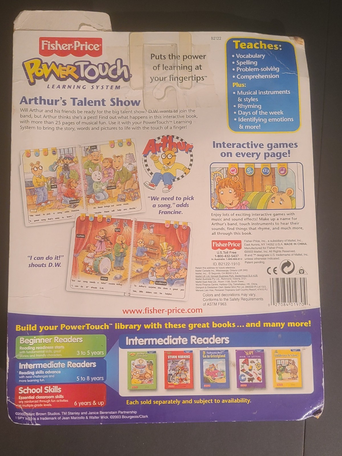 FACTORY SEALED Fisher Price “Arthur’s Talent Show” POWER TOUCH Book & Cartridge