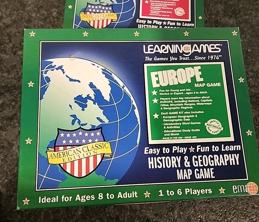 Lot of 8 NIB Vintage Learningames History & Geography Map Games NEW & COMPLETE