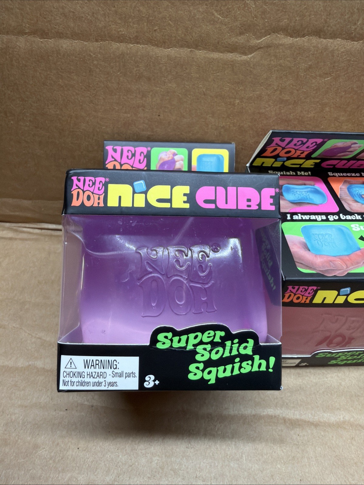 NeeDoh Nice Cube Super Solid Squish! Blue Pink Purple Lot Of 3 New In Boxes