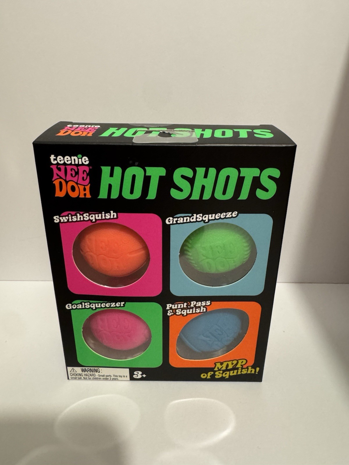 Nee Doh Teenie Hot Shots Red Green Pink Blue Squeeze Toy Set Ages 3+ Years
