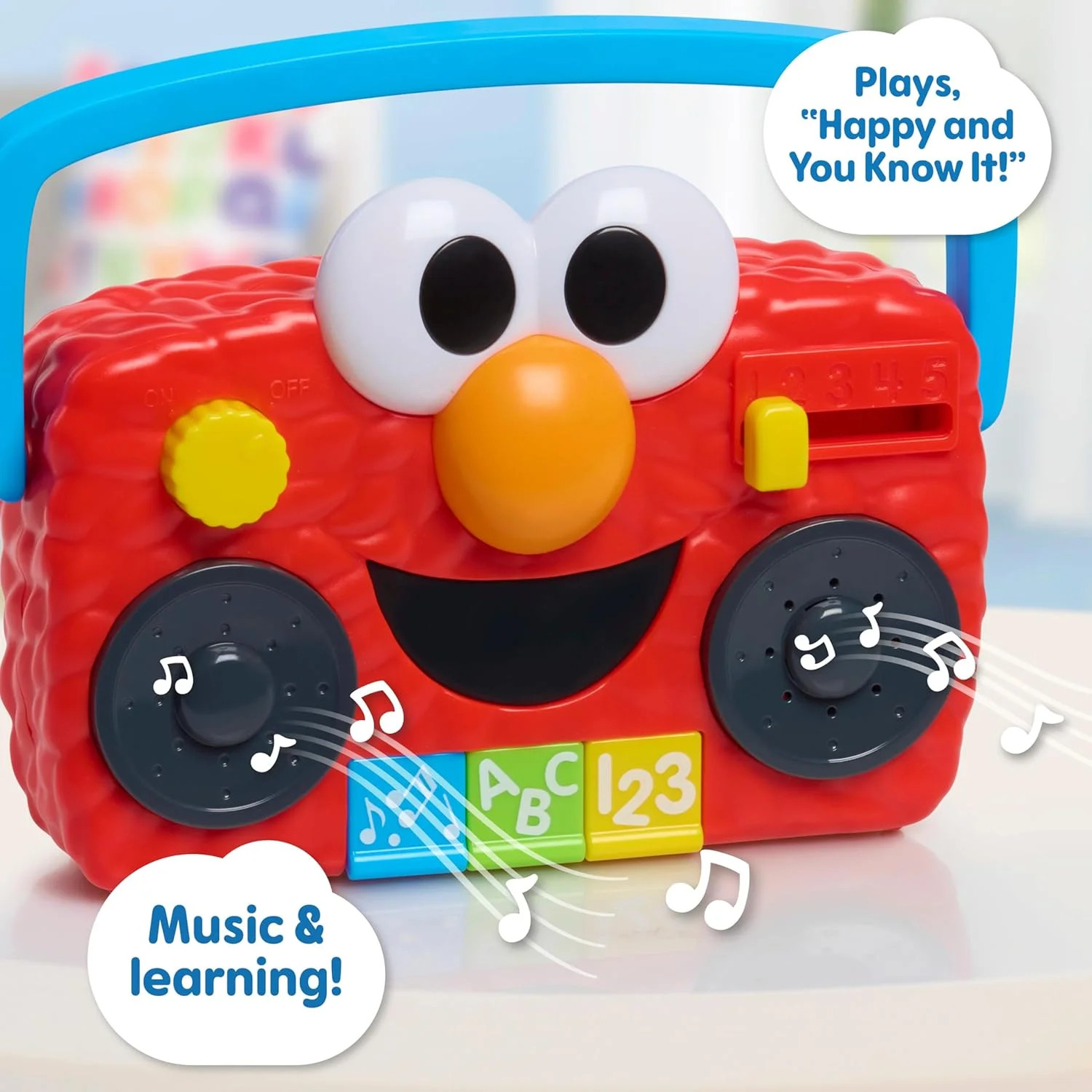 Sesame Street Elmo Take Along Boombox with Lights & Sounds, 5.5-inch Interactive