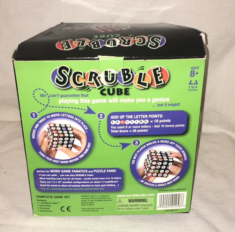 NEW ! SCRUBBLE CUBE WORD 3D GAME COMPLETE GAME SET 1 To 4 Players
