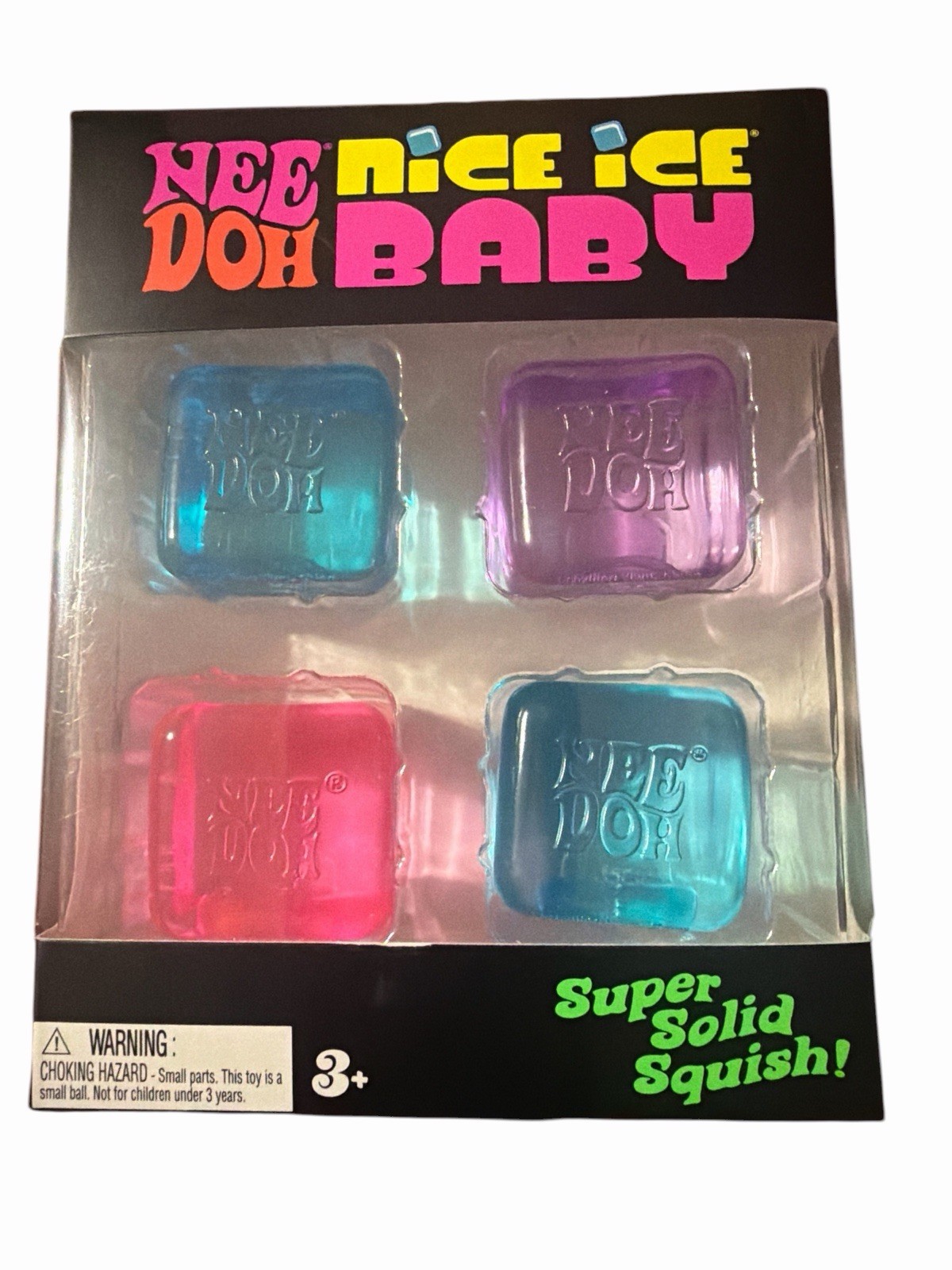 NeeDoh Nice Ice Baby 4 pack, Set of Four Nee Doh Mini Nice Cube Pink Blue Purple
