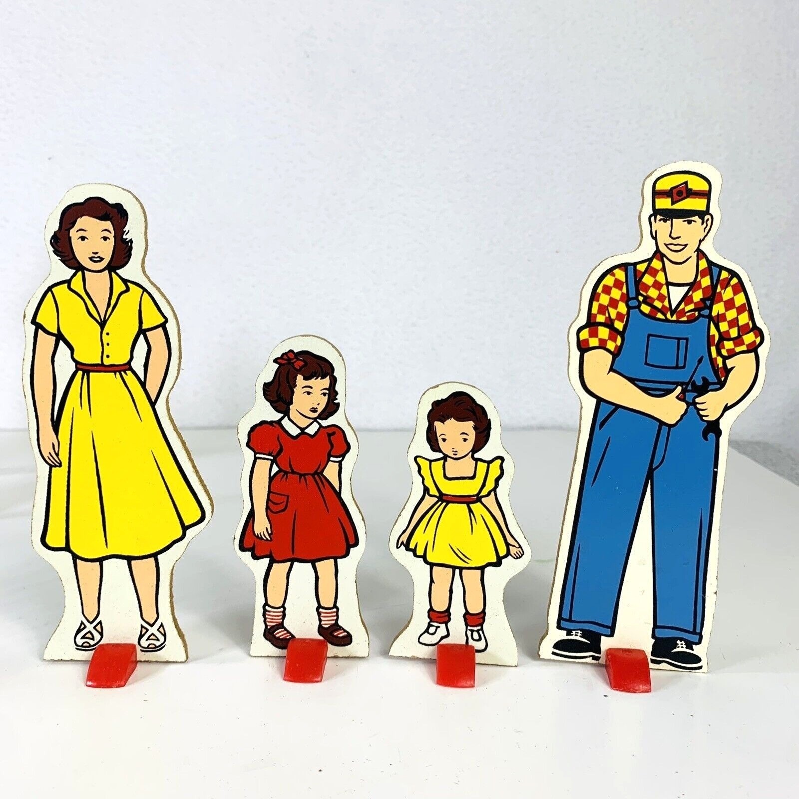 Vintage 1967 Story Board Set Modern Family Figures MCM Stand Up People By Judy