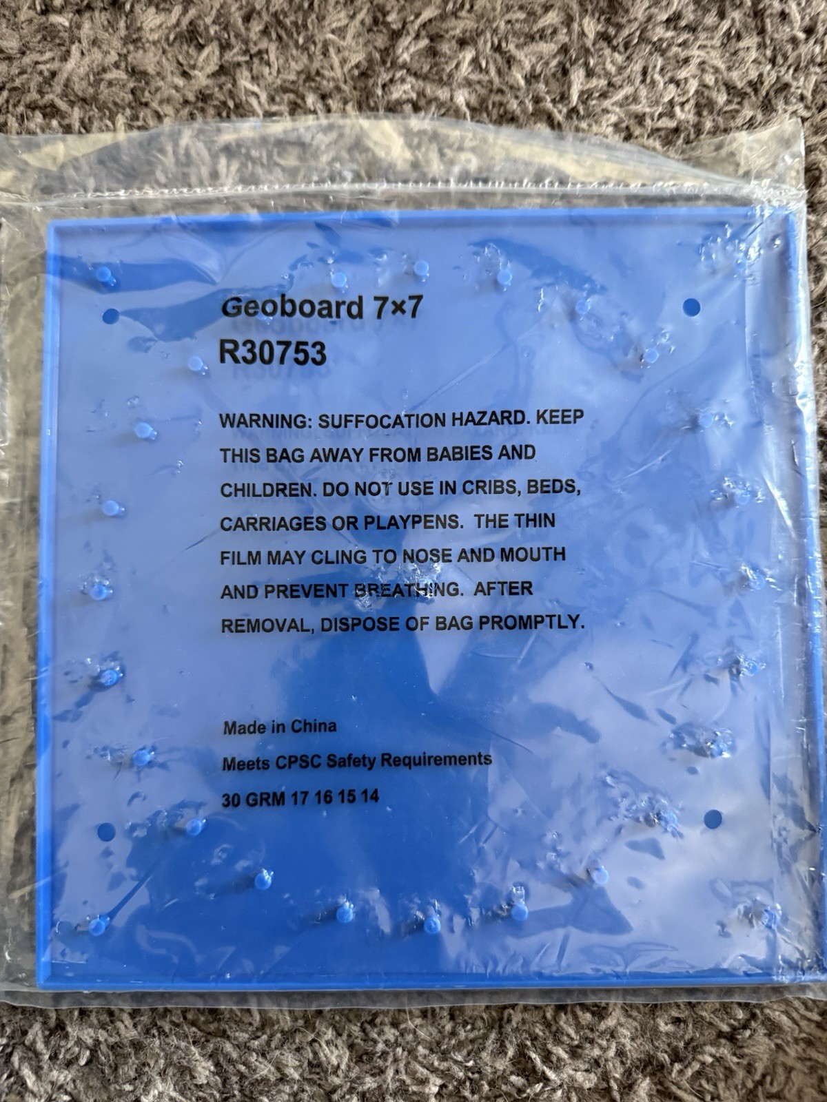 6 NEW Double-Sided Geoboards 7×7 Color Blue Teaches Math, Children.