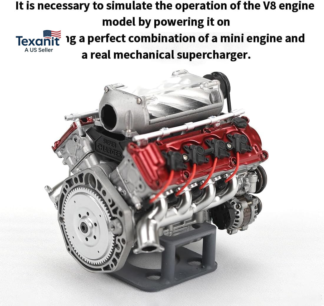 MAD Cison Mini V8 Engine Kit That Runs – Small Engine Building Kit for Adults, S