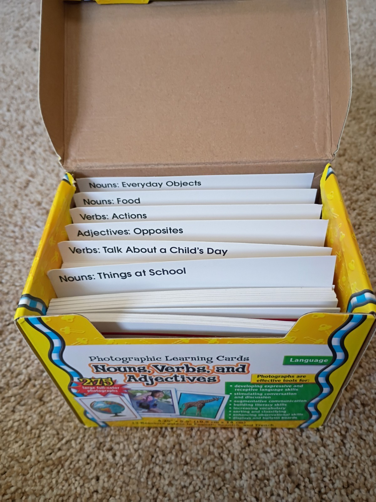 PHOTOGRAPHIC Learning Cards 275 Nouns Verbs Adjectives, ESL, Speech Therapy, +